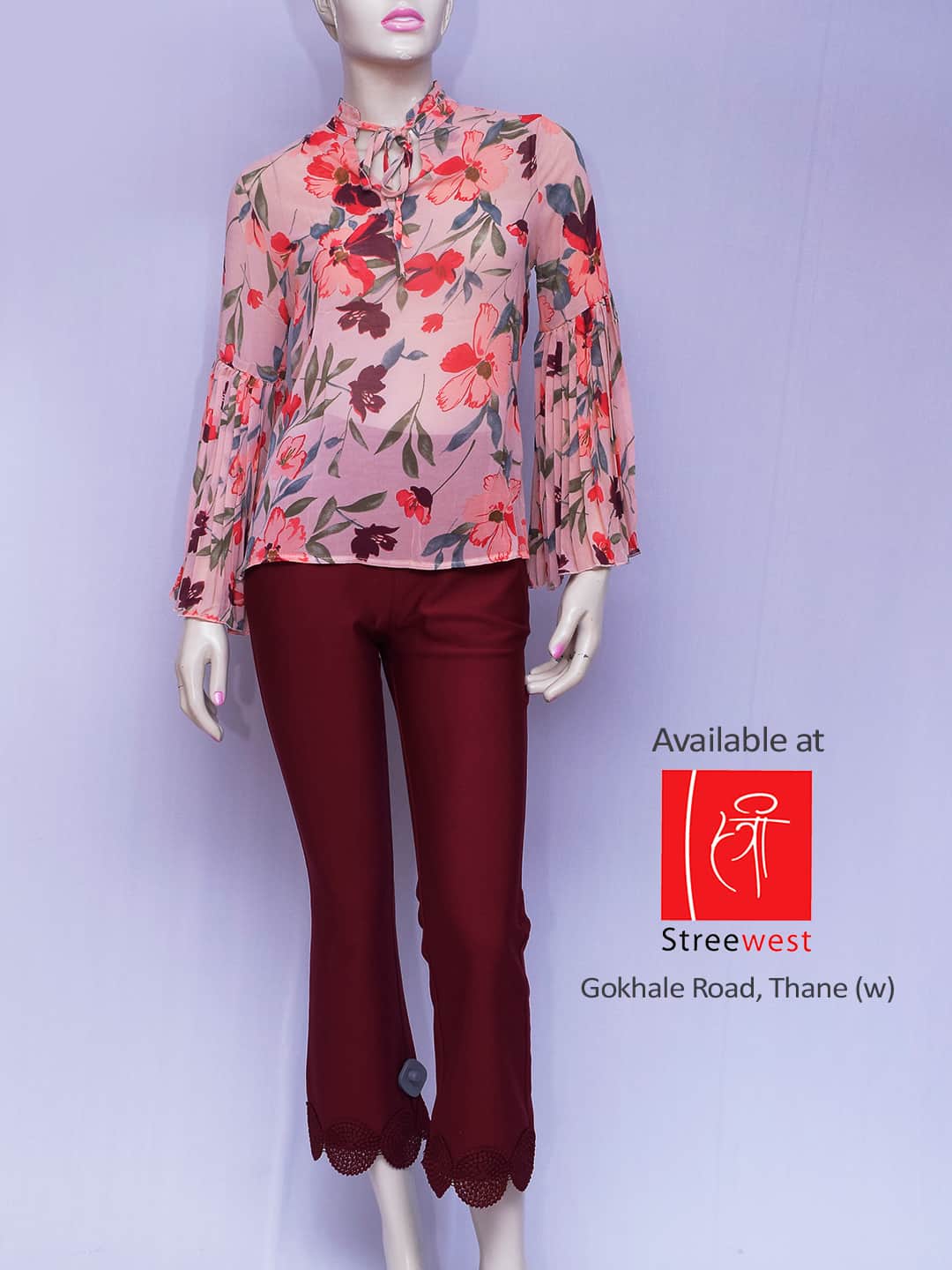 Womens Casual Chiffon top with Straight Bottom Jeggings - MainRoad.in